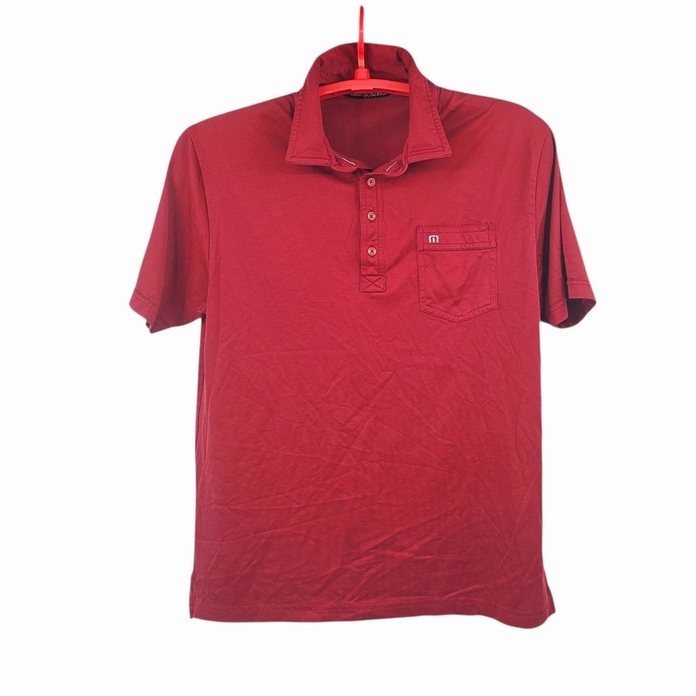 Travis Mathew Golf Polo Shirt Large Red Pink Pima Cotton Blend Performance